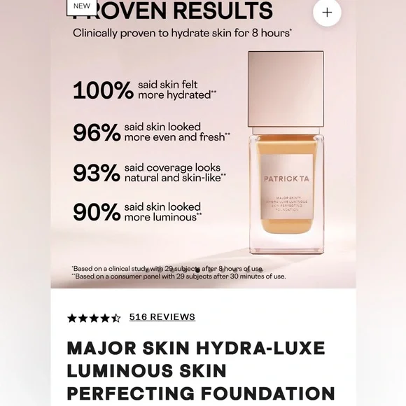 Patrick Ta Hydra luxe luminous Major Skin Foundation - NIB..NEW #11 SHADE GOLDEN